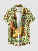 Tenue de plage Hawaii assortie pour couples - Imprimé dinosaure, guitare, chapeau, cactus - Vert Jaune 