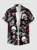 Tenue de plage Hawaii assortie pour couples avec imprimé crânes, éclair, feu, flamme, lettre et guitare - Noir 