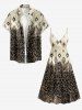 African Printed Matching Couple Outfit Leopard Ethnic Graphic Hawaiian Set -  