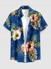 Tenue assortie pour couple - imprimé fleurs d'hibiscus et feuilles tropicales - tenue de plage hawaïenne - Bleu profond 
