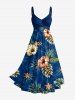 Tenue assortie pour couple - imprimé fleurs d'hibiscus et feuilles tropicales - tenue de plage hawaïenne - Bleu profond 
