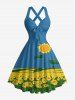 Sunflower Leaf Print Matching Hawaii Beach Outfit For Couples -  