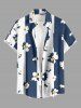 Tenue de plage hawaïenne assortie à imprimé floral et rayé pour couples - Cadetblue 