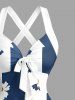 Tenue de plage hawaïenne assortie à imprimé floral et rayé pour couples - Cadetblue 