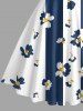 Tenue de plage hawaïenne assortie à imprimé floral et rayé pour couples - Cadetblue 