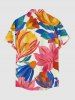 Tenue assortie pour couple avec imprimé feuilles et fleurs – Plage Hawaï - Bleu 