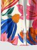 Tenue assortie pour couple avec imprimé feuilles et fleurs – Plage Hawaï - Bleu 