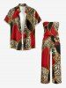 Leopard Paisley Colorblock Print Pocket Hawaii Jumpsuit With Removable Belt and Shoulder Straps -  