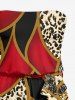 Imprimé Léopard Paisley Colorblock pour Tenue de Plage Hawaï Assortie pour Couples - Rouge Vineux 