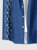 Lace Up Denim 3D Print Buttons Pocket Hawaii Shirt For Men -  