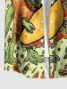 Chemise hawaïenne pour hommes - Imprimé dinosaure, guitare, chapeau, cactus - Boutons et poche - Vert Jaune 3XL
