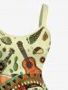 Robe débardeur Hawaï à imprimé Dinosaure Guitare Chapeau Cactus (Bretelles ajustables) - Vert Jaune 6X
