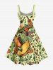Robe débardeur Hawaï à imprimé Dinosaure Guitare Chapeau Cactus (Bretelles ajustables) - Vert Jaune 6X