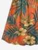 Robe cami hawaïenne portefeuille à imprimé fleurs et feuilles - Orange XXS