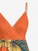 Robe cami hawaïenne portefeuille à imprimé fleurs et feuilles - Orange XXS