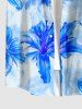 Chemise hawaïenne pour homme à imprimé aquarelle de fleurs avec boutons et poche - Bleu Ciel M