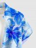 Chemise hawaïenne pour homme à imprimé aquarelle de fleurs avec boutons et poche - Bleu Ciel M