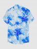 Chemise hawaïenne pour homme à imprimé aquarelle de fleurs avec boutons et poche - Bleu Ciel M