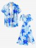 Robe midi Hawaï à imprimé aquarelle de fleurs avec fente - Bleu Ciel S