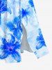 Robe midi Hawaï à imprimé aquarelle de fleurs avec fente - Bleu Ciel S