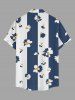 Chemise pour homme à imprimé fleuri et rayé, style hawaïen, avec poche et boutons - Cadetblue 2XL