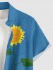 Sunflower Leaf Print Hawaii Button Pocket Shirt For Men -  