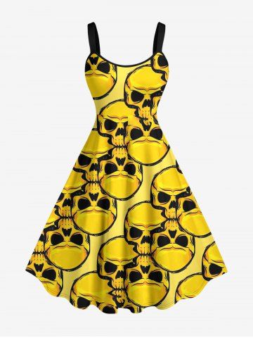 Robe trapèze imprimé crânes Hawaï - YELLOW - 1X
