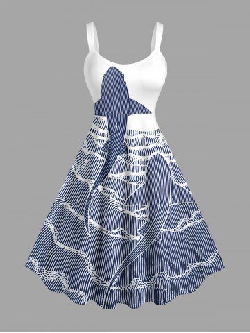 Robe A Line imprimé requin mer Hawaii - DEEP BLUE - 6X