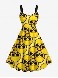 Robe trapèze imprimé crânes Hawaii - Jaune XXS