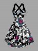 Halloween Skull Rose Flowers Butterfly Print Matching Outfit For Couples -  