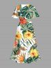 Tenue de plage hawaïenne assortie pour couples avec imprimé feuilles tropicales et fleurs d'hibiscus -  