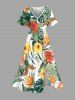Tenue de plage hawaïenne assortie pour couples avec imprimé feuilles tropicales et fleurs d'hibiscus -  