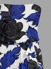Combinaison à poches imprimé fleurs et feuilles Hawaï avec ceinture amovible et bretelles - Bleu profond XXS