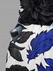 Combinaison à poches imprimé fleurs et feuilles Hawaï avec ceinture amovible et bretelles - Bleu profond XXS