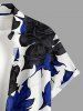Chemise hawaïenne à imprimé fleurs et feuilles avec poche boutonnée pour homme - Bleu profond 4XL