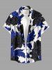 Chemise hawaïenne à imprimé fleurs et feuilles avec poche boutonnée pour homme - Bleu profond 4XL