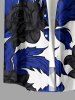 Chemise hawaïenne à imprimé fleurs et feuilles avec poche boutonnée pour homme - Bleu profond 4XL
