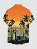Coconut Tree Seascape Colorblock Print Matching Hawaii Beach Outfit For Couples -  