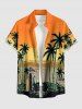 Coconut Tree Seascape Colorblock Print Matching Hawaii Beach Outfit For Couples -  