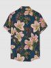 Tenue de plage hawaïenne assortie pour couple, imprimé fleurs et feuilles - Cadetblue 