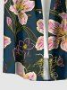 Tenue de plage hawaïenne assortie pour couple, imprimé fleurs et feuilles - Cadetblue 