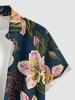 Tenue de plage hawaïenne assortie pour couple, imprimé fleurs et feuilles - Cadetblue 