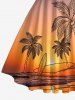 Robe trapèze halter à lanières croisées avec motif Coconut Tree Sunset Ombre Dusk Print Hawaii - Violet Terne XL