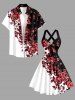 Flower Leaf Branch Print Hawaii Halter Crisscross Strappy A Line Dress -  