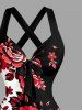 Flower Leaf Branch Print Hawaii Halter Crisscross Strappy A Line Dress -  