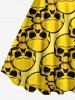 Robe trapèze imprimé crânes Hawaii - Jaune XXS
