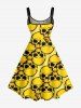 Robe trapèze imprimé crânes Hawaii - Jaune XXS
