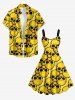 Robe trapèze imprimé crânes Hawaii - Jaune XXS
