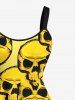 Robe trapèze imprimé crânes Hawaii - Jaune XXS