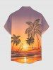 Chemise hawaïenne pour homme à poches boutonnées, imprimé coucher de soleil cocotier dégradé crépusculaire - Violet Terne S